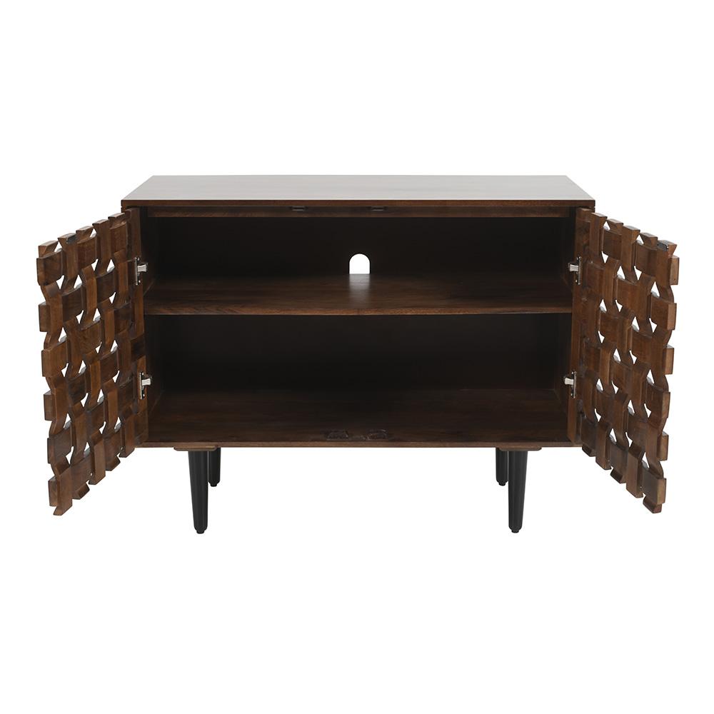 Jofran - Trent 42in Solid Wood Carved Modern Rustic Woven Sideboard Accent Cabinet with Storage - Natural Brown - 2387-42 veiw 7