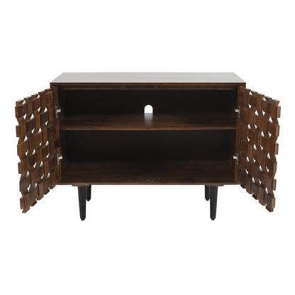 Jofran - Trent 42in Solid Wood Carved Modern Rustic Woven Sideboard Accent Cabinet with Storage - Natural Brown - 2387-42 veiw 7
