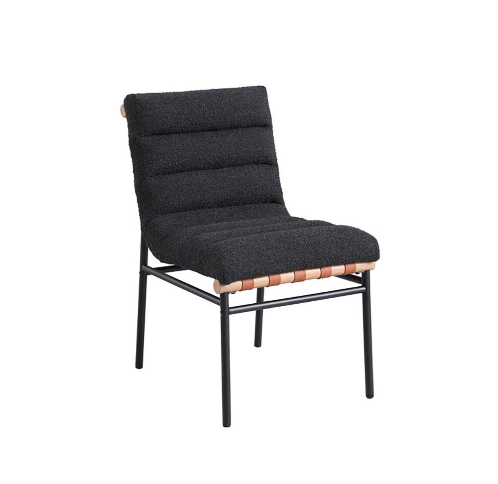 Lilola Home - Lahni Black Boucle Fabric Set of 2 Dining Chair with Black Iron Legs-30550 veiw 2