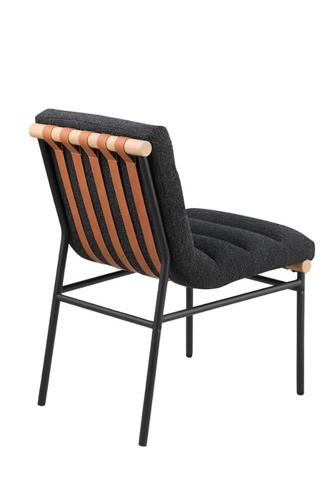 Lilola Home - Lahni Black Boucle Fabric Set of 2 Dining Chair with Black Iron Legs-30550 veiw 4