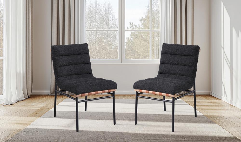 Lilola Home - Lahni Black Boucle Fabric Set of 2 Dining Chair with Black Iron Legs-30550 veiw 5