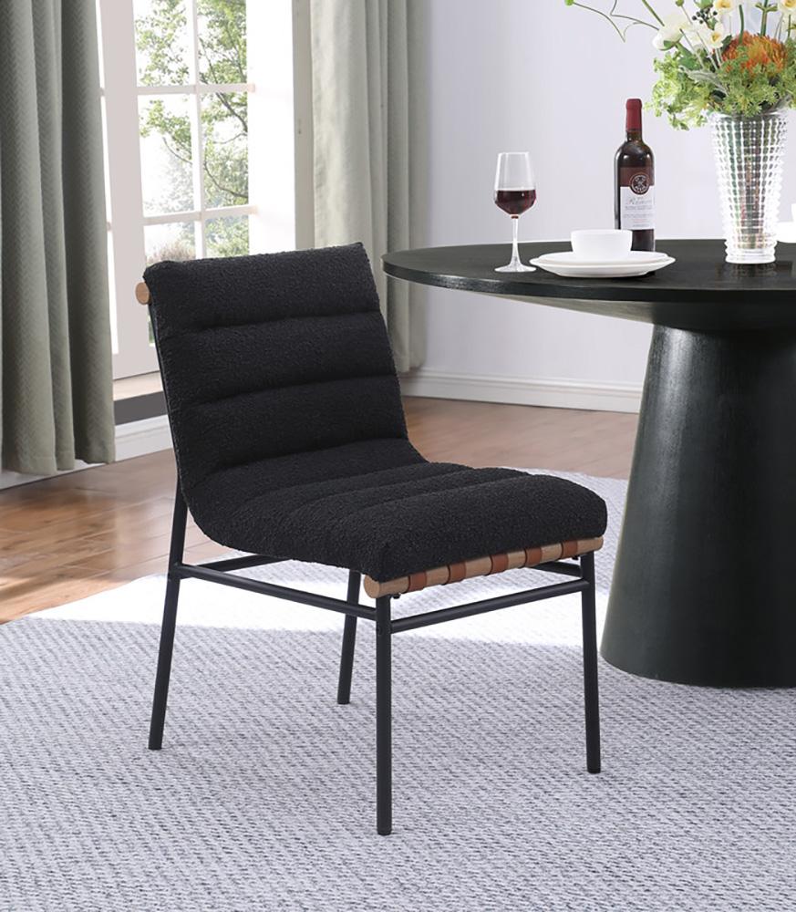 Lilola Home - Lahni Black Boucle Fabric Set of 2 Dining Chair with Black Iron Legs-30550 veiw 6