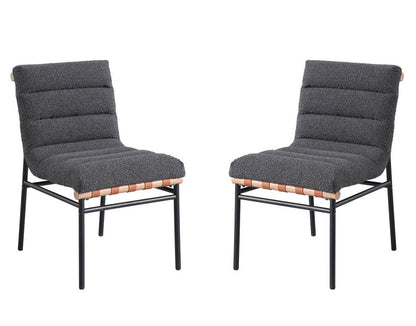 Lilola Home - Lahni Dark Gray Boucle Fabric Set of 2 Dining Chair with Black Iron Legs-30551 veiw 1