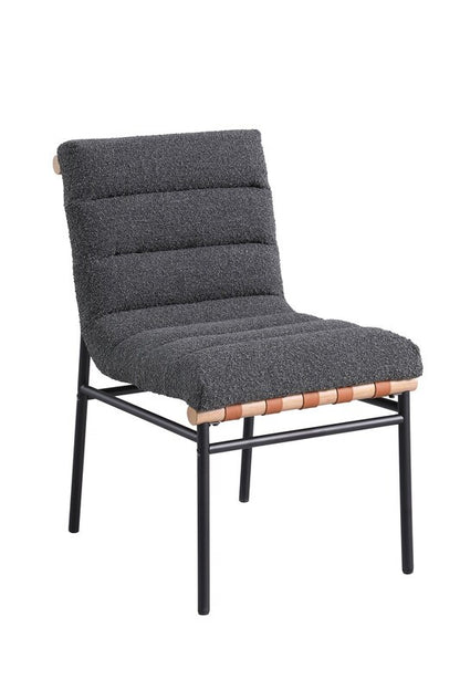 Lilola Home - Lahni Dark Gray Boucle Fabric Set of 2 Dining Chair with Black Iron Legs-30551 veiw 2