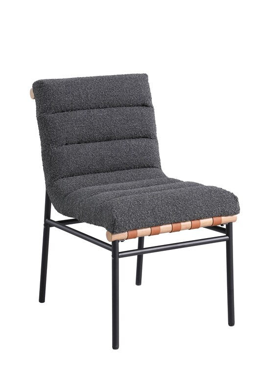 Lilola Home - Lahni Dark Gray Boucle Fabric Set of 2 Dining Chair with Black Iron Legs-30551 veiw 2