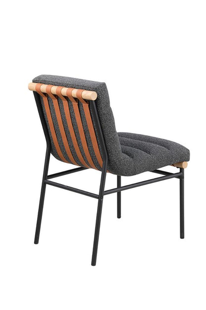 Lilola Home - Lahni Dark Gray Boucle Fabric Set of 2 Dining Chair with Black Iron Legs-30551 veiw 3