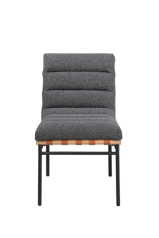 Lilola Home - Lahni Dark Gray Boucle Fabric Set of 2 Dining Chair with Black Iron Legs-30551 veiw 4