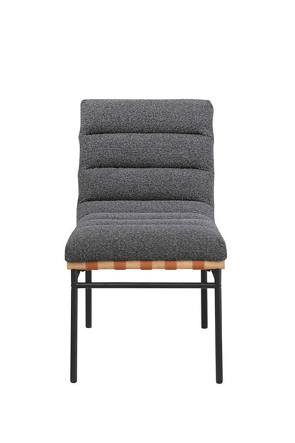 Lilola Home - Lahni Dark Gray Boucle Fabric Set of 2 Dining Chair with Black Iron Legs-30551 veiw 4