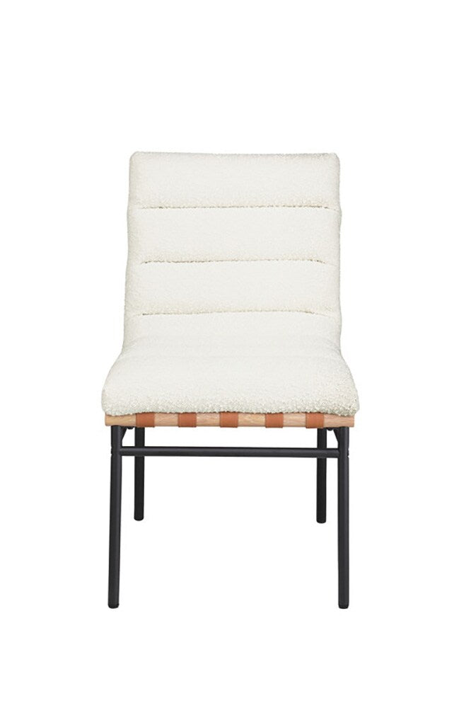 Lilola Home - Lahni White Boucle Fabric Set of 2 Dining Chair with Black Iron Legs-30552 veiw 3