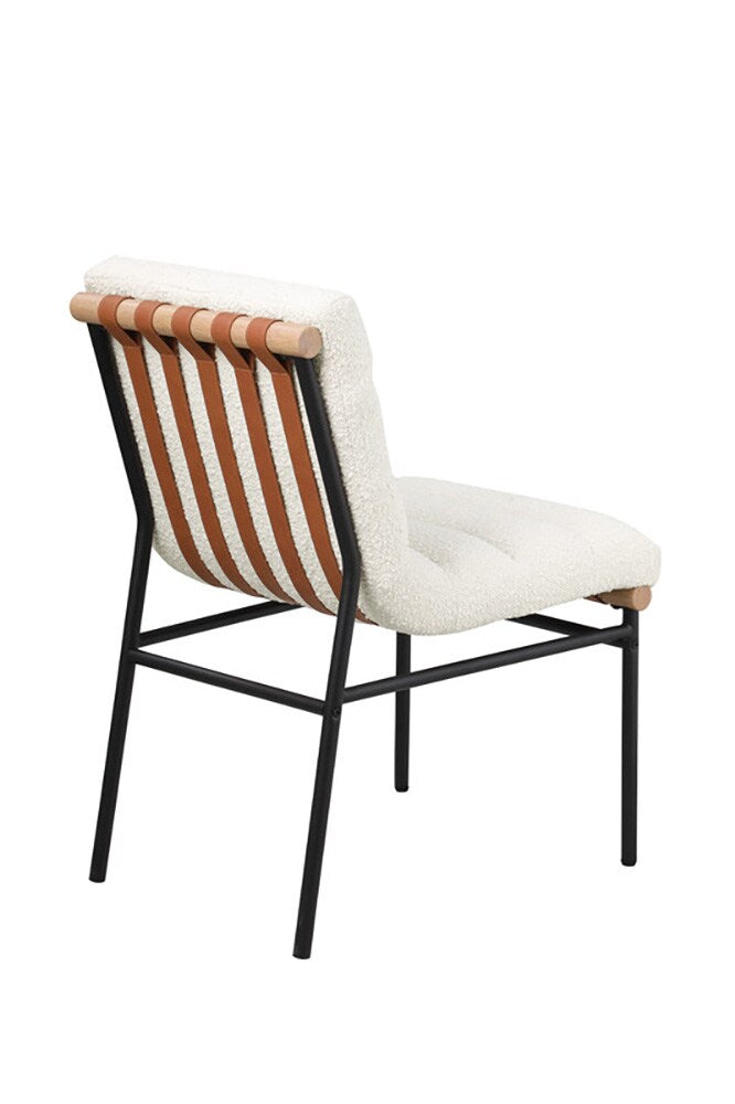 Lilola Home - Lahni White Boucle Fabric Set of 2 Dining Chair with Black Iron Legs-30552 veiw 4