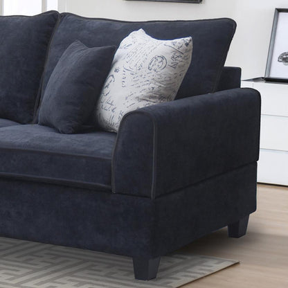 Lilola Home - Harmony 99.5inW Black Fabric Sectional Sofa with Left-Facing Chaise and Storage Ottoman-A83006 veiw 4