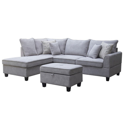 Lilola Home - Harmony 99.5inW Light Gray Fabric Sectional Sofa with Left-Facing Chaise and Storage Ottoman-A83005 veiw 1