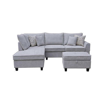 Lilola Home - Harmony 99.5inW Light Gray Fabric Sectional Sofa with Left-Facing Chaise and Storage Ottoman-A83005 veiw 2