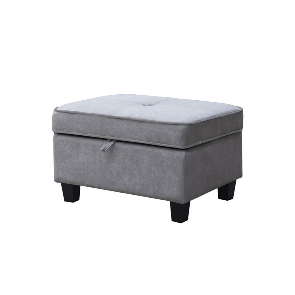 Lilola Home - Harmony 99.5inW Light Gray Fabric Sectional Sofa with Left-Facing Chaise and Storage Ottoman-A83005 veiw 3