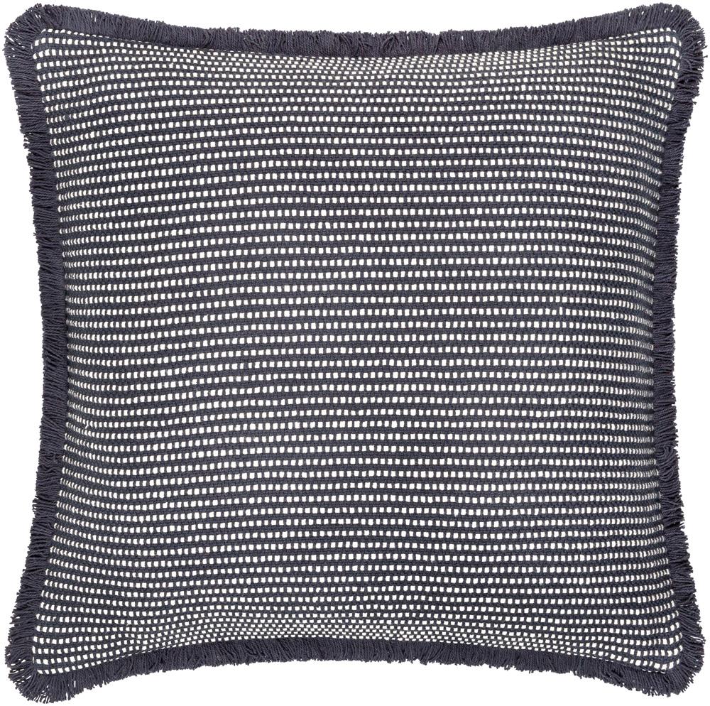 Livabliss - Cotton Fringe 22inLx22inW Accent Pillow - With Down Insert - CTF002-2222D veiw 1