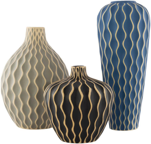 Livabliss - Waves Vase  - Gray - WVS002-SET veiw 1
