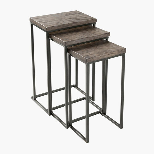Livabliss - Troyes End Table Set - Gray - Black - TOE001-SET veiw 1