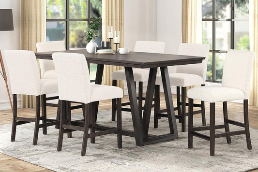 New Classic Furniture - High Line Counter Table And 6 White Chairs - 45-4125-DW6C veiw 1