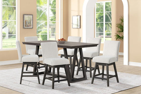New Classic Furniture - High Line Counter Table And 6 White Swivel Counter Chairs - 45-4125S-DW6C veiw 1