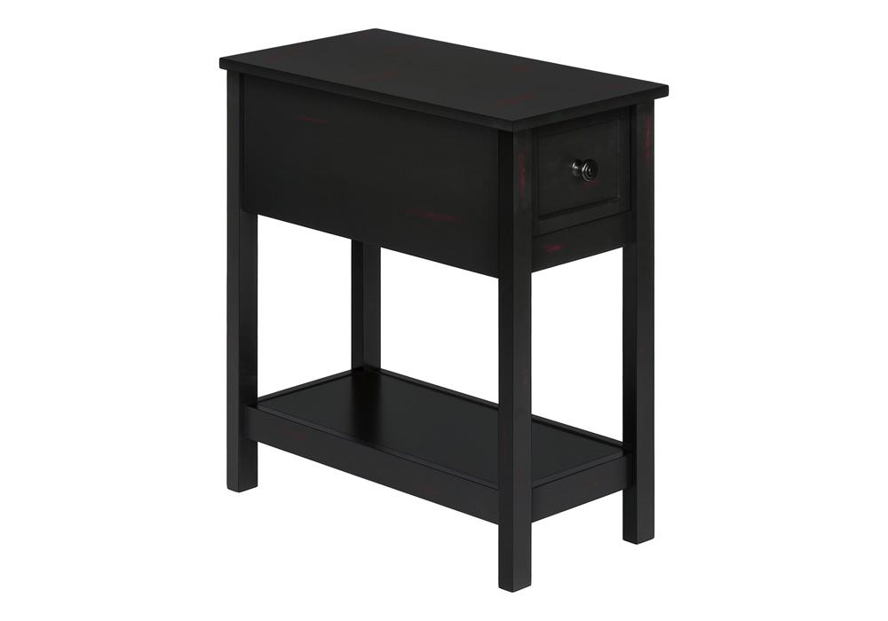 Monarch Specialties - Side Table, Narrow, Small, Storage Drawer, Bedroom, Black Veneer, Transitional - I-3961 veiw 1