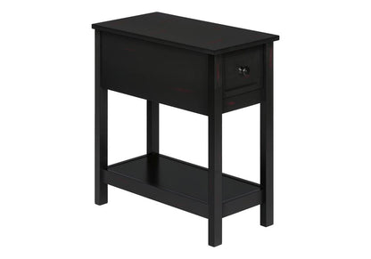 Monarch Specialties - Side Table, Narrow, Small, Storage Drawer, Bedroom, Black Veneer, Transitional - I-3961 veiw 1