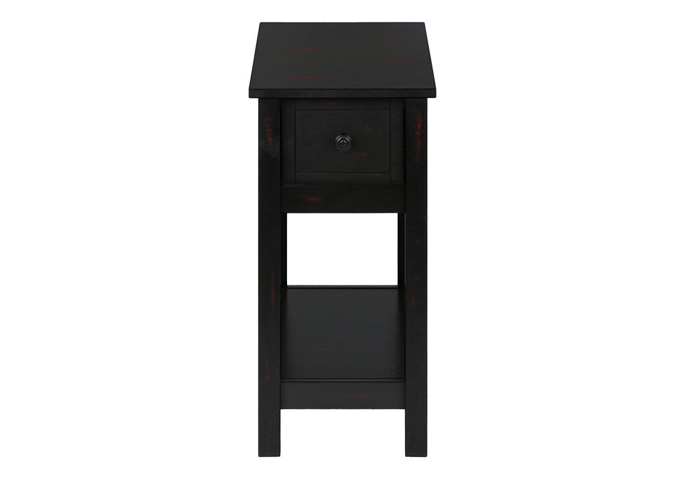 Monarch Specialties - Side Table, Narrow, Small, Storage Drawer, Bedroom, Black Veneer, Transitional - I-3961 veiw 2