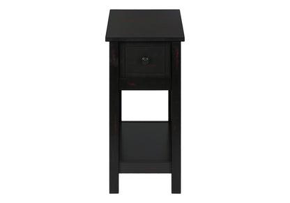 Monarch Specialties - Side Table, Narrow, Small, Storage Drawer, Bedroom, Black Veneer, Transitional - I-3961 veiw 2