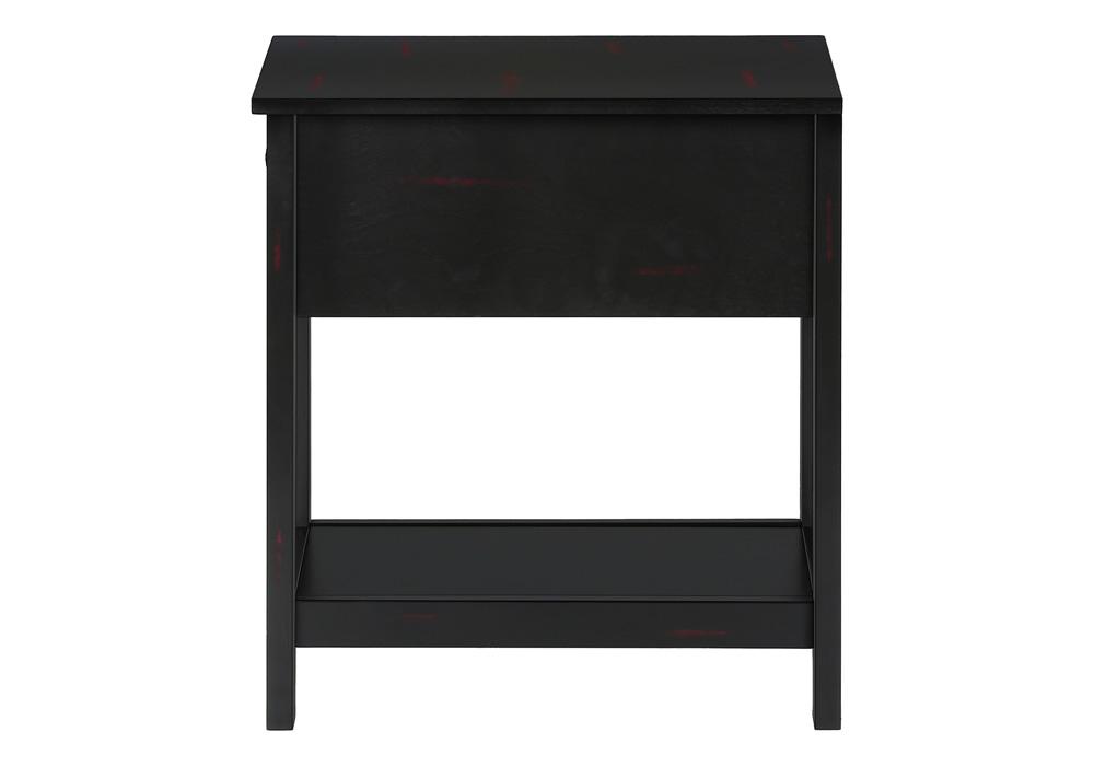Monarch Specialties - Side Table, Narrow, Small, Storage Drawer, Bedroom, Black Veneer, Transitional - I-3961 veiw 3