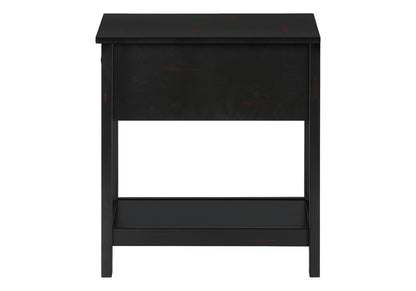 Monarch Specialties - Side Table, Narrow, Small, Storage Drawer, Bedroom, Black Veneer, Transitional - I-3961 veiw 3