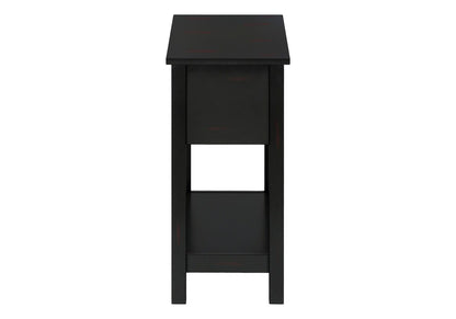 Monarch Specialties - Side Table, Narrow, Small, Storage Drawer, Bedroom, Black Veneer, Transitional - I-3961 veiw 4