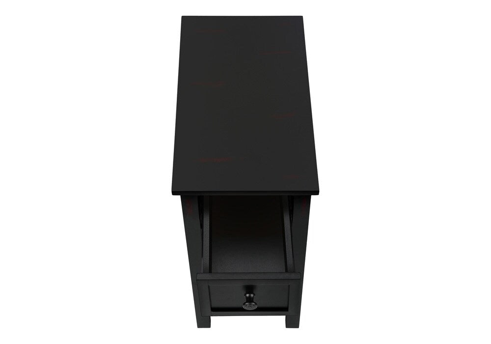 Monarch Specialties - Side Table, Narrow, Small, Storage Drawer, Bedroom, Black Veneer, Transitional - I-3961 veiw 5
