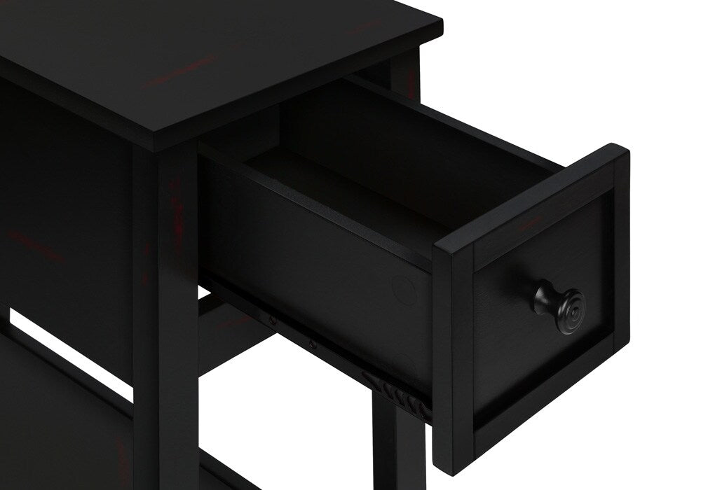Monarch Specialties - Side Table, Narrow, Small, Storage Drawer, Bedroom, Black Veneer, Transitional - I-3961 veiw 8