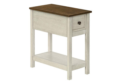 Monarch Specialties - Side Table, Storage Drawer, Antique White Veneer, Brown Veneer, Transitional - I-3962 veiw 1