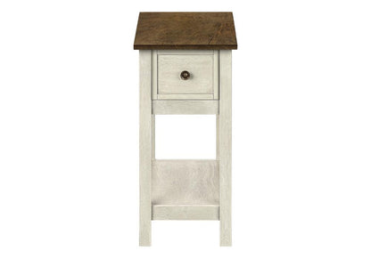 Monarch Specialties - Side Table, Storage Drawer, Antique White Veneer, Brown Veneer, Transitional - I-3962 veiw 2