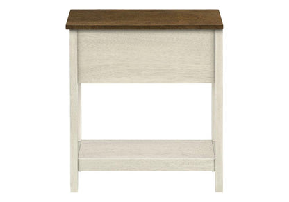 Monarch Specialties - Side Table, Storage Drawer, Antique White Veneer, Brown Veneer, Transitional - I-3962 veiw 3