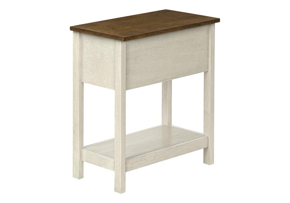Monarch Specialties - Side Table, Storage Drawer, Antique White Veneer, Brown Veneer, Transitional - I-3962 veiw 4