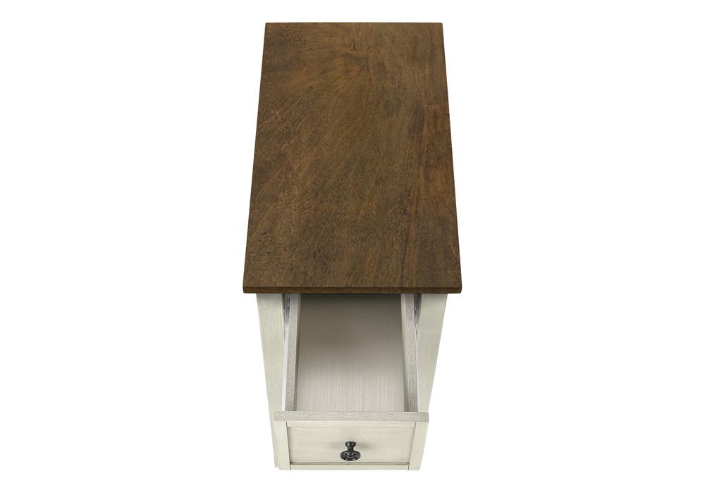 Monarch Specialties - Side Table, Storage Drawer, Antique White Veneer, Brown Veneer, Transitional - I-3962 veiw 5
