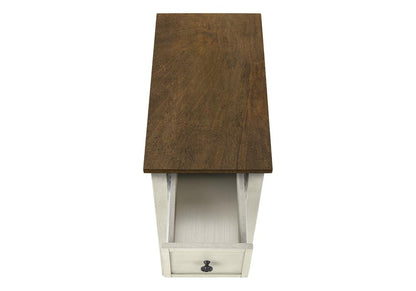 Monarch Specialties - Side Table, Storage Drawer, Antique White Veneer, Brown Veneer, Transitional - I-3962 veiw 5