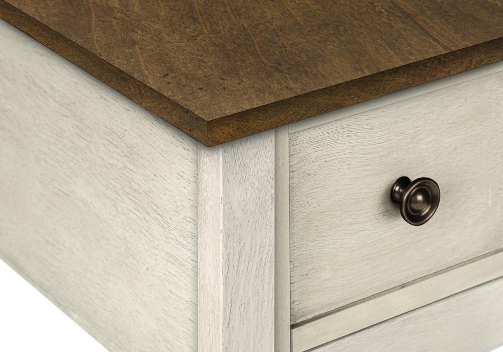 Monarch Specialties - Side Table, Storage Drawer, Antique White Veneer, Brown Veneer, Transitional - I-3962 veiw 6