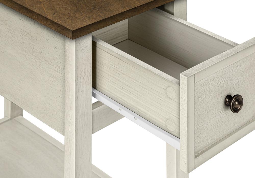 Monarch Specialties - Side Table, Storage Drawer, Antique White Veneer, Brown Veneer, Transitional - I-3962 veiw 7