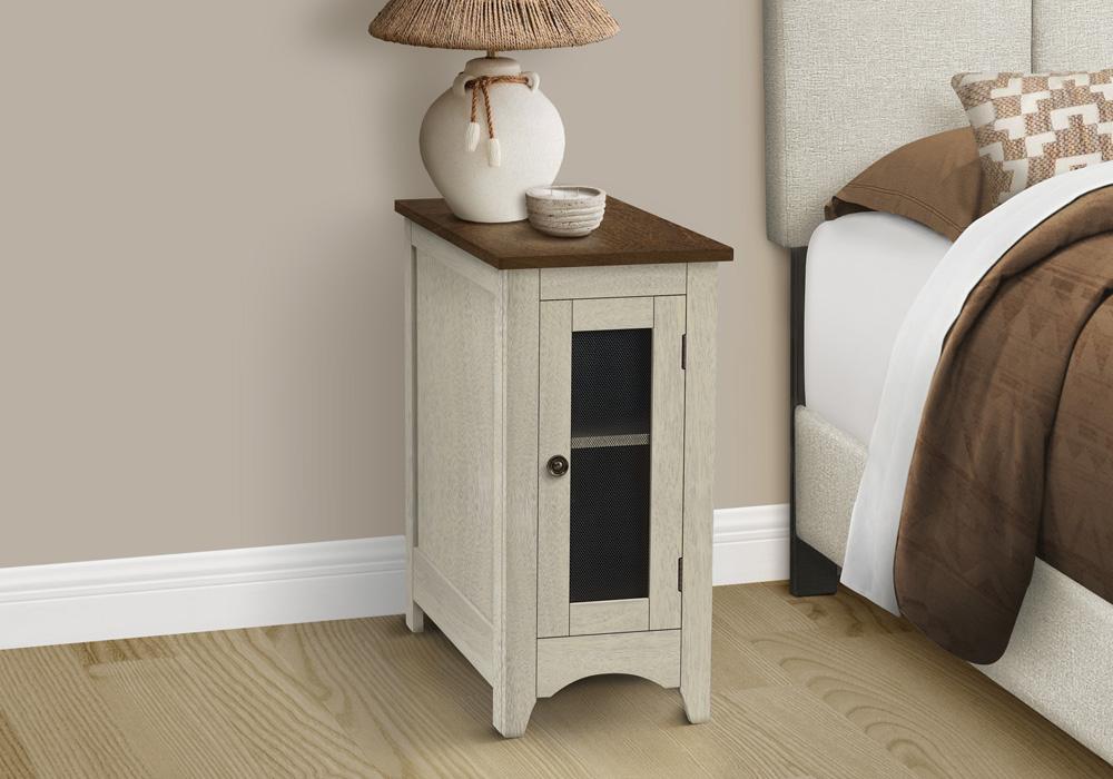 Monarch Specialties - Side Table, Antique White Veneer, Brown Veneer, Transitional - I-3966 veiw 2