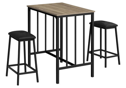 Monarch Specialties - Dining Set, 3pcs Set, Counter Height, 36in Rectangular, Small, Kitchen, Brown Laminate, Black Metal, Contemporary - I-1143 veiw 1