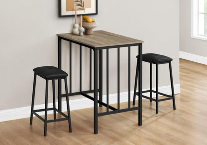 Monarch Specialties - Dining Set, 3pcs Set, Counter Height, 36in Rectangular, Small, Kitchen, Brown Laminate, Black Metal, Contemporary - I-1143 veiw 2