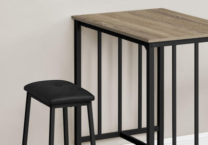 Monarch Specialties - Dining Set, 3pcs Set, Counter Height, 36in Rectangular, Small, Kitchen, Brown Laminate, Black Metal, Contemporary - I-1143 veiw 3