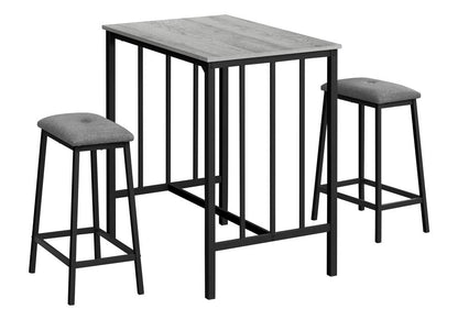 Monarch Specialties - Dining Set, 3pcs Set, Counter Height, 36in Rectangular, Small, Kitchen, Grey Laminate, Black Metal, Contemporary, Modern - I-1144 veiw 1