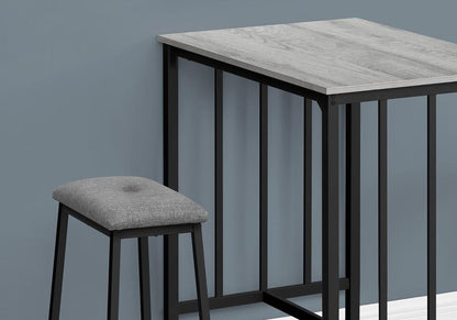 Monarch Specialties - Dining Set, 3pcs Set, Counter Height, 36in Rectangular, Small, Kitchen, Grey Laminate, Black Metal, Contemporary, Modern - I-1144 veiw 3