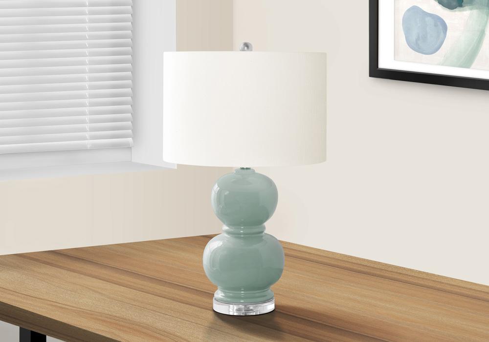 Monarch Specialties - Lighting, 25inH, Blue Ceramic, Ivory / Cream Shade, Contemporary - I-9743 veiw 2