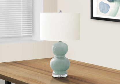 Monarch Specialties - Lighting, 25inH, Blue Ceramic, Ivory / Cream Shade, Contemporary - I-9743 veiw 2