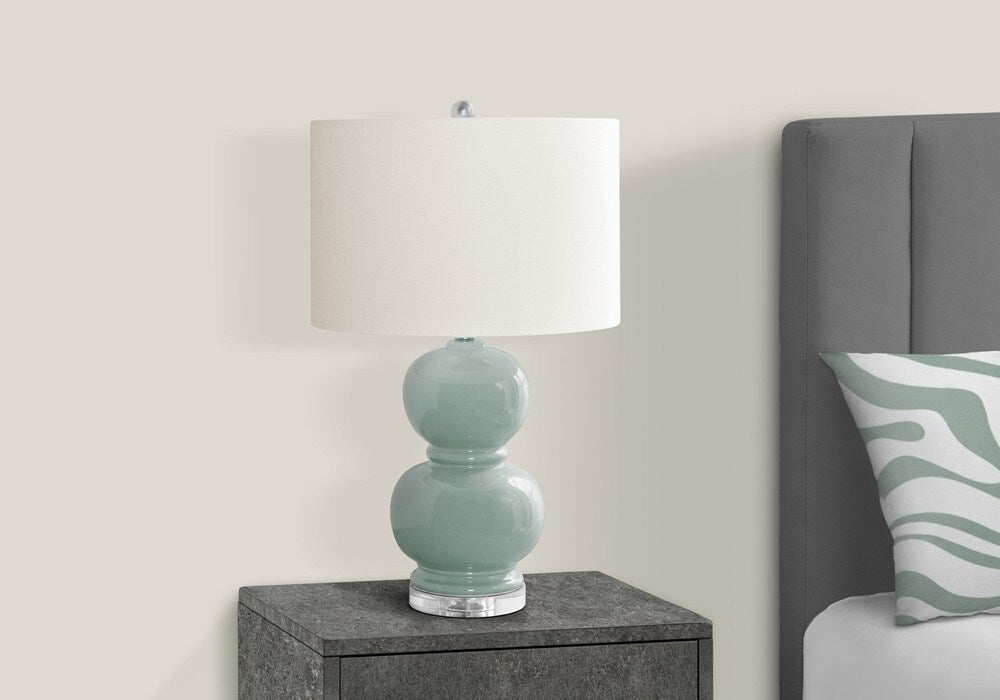 Monarch Specialties - Lighting, 25inH, Blue Ceramic, Ivory / Cream Shade, Contemporary - I-9743 veiw 3