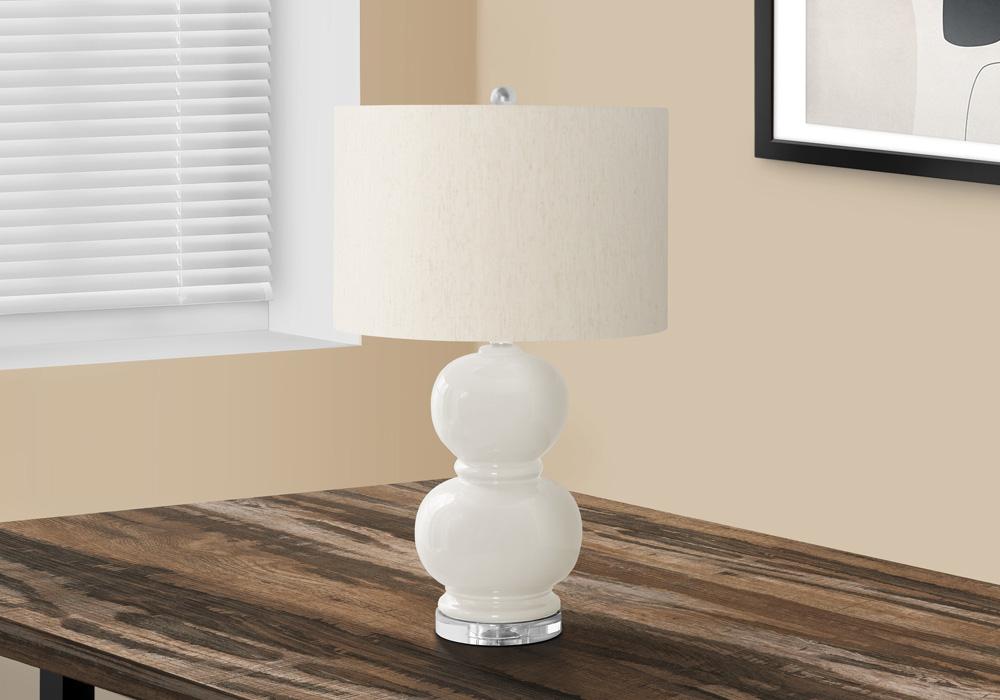 Monarch Specialties - Lighting, 25inH, Cream Ceramic, Ivory / Cream Shade, Contemporary - I-9744 veiw 2